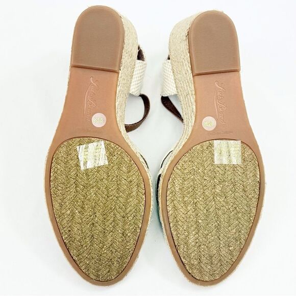 Lucky Brand KALLEY Neutral Tan Crisscross Strap Open Toe Espadrille Wedge Sandal - Picture 13 of 15